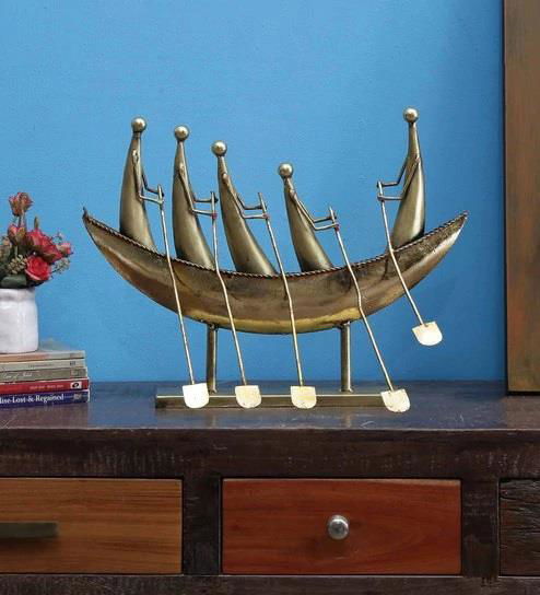 Handcrafted Metal Boat for Showpiece - ArtyCraftz.com