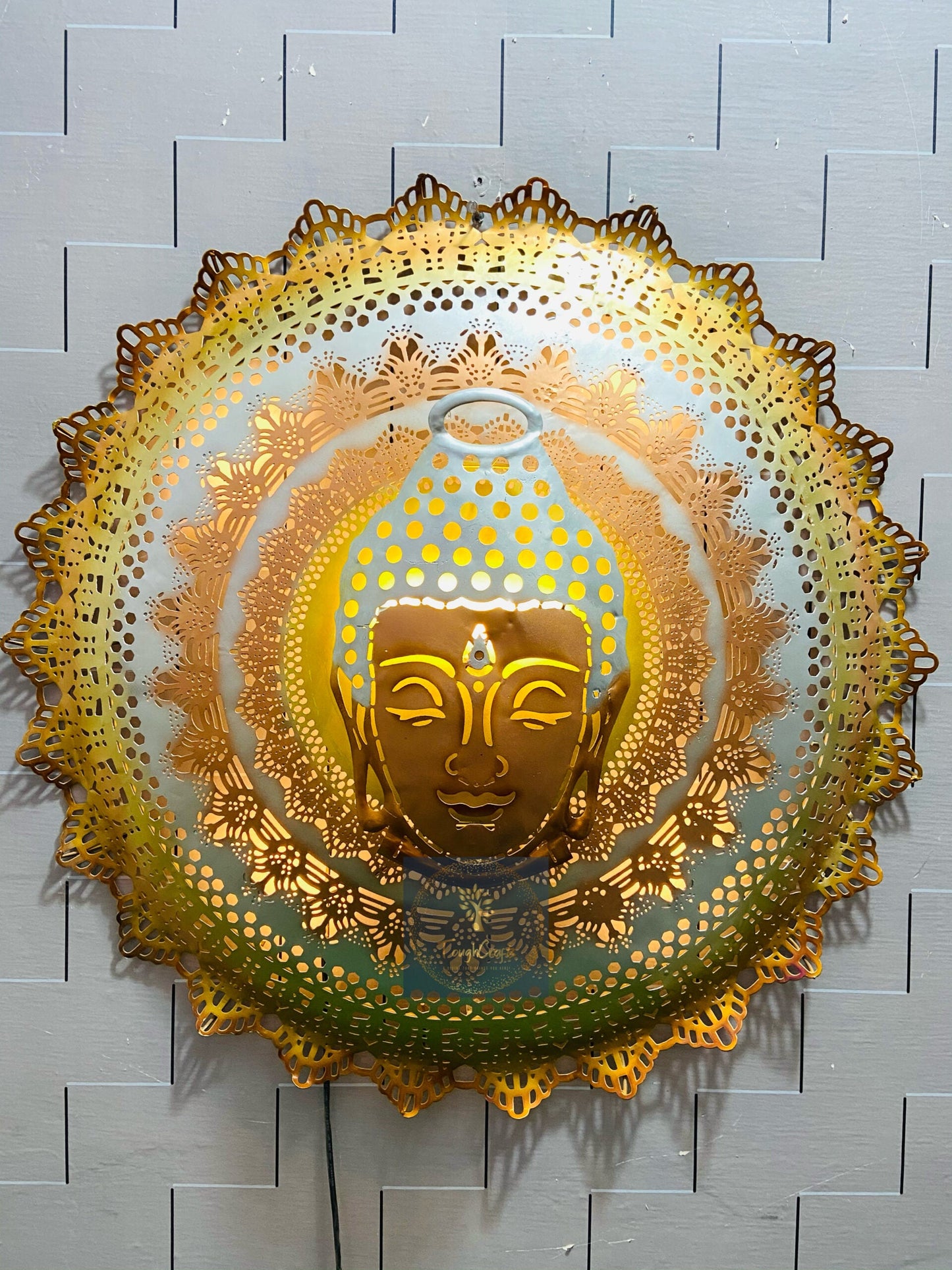 Handcrafted Metal Buddha Circle for Wall Decor
