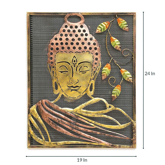 Handcrafted Metal Buddha Frame for Wall Decor