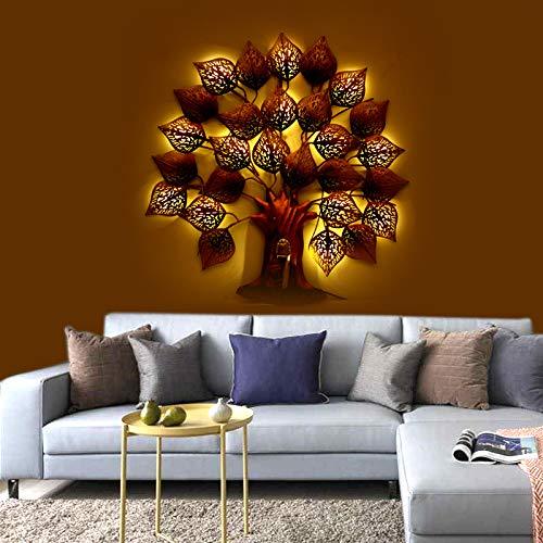 Handcrafted Metal Buddha Tree with Led Wall Art