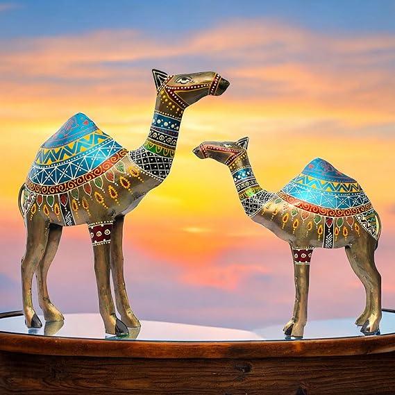 Handcrafted Metal Camel Set for Home Decor