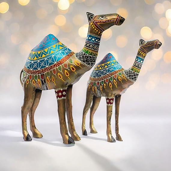 Handcrafted Metal Camel Set for Home Decor
