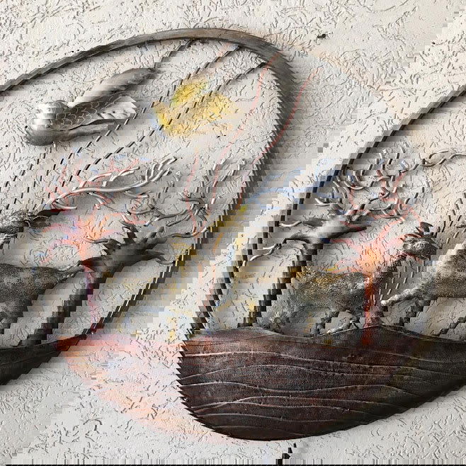 Handcrafted Metal Deer Ring Wall Art - ArtyCraftz.com