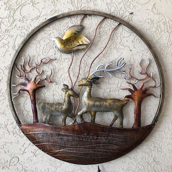 Handcrafted Metal Deer Ring Wall Art - ArtyCraftz.com