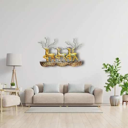 Handcrafted Metal Deer Wall Art with LED