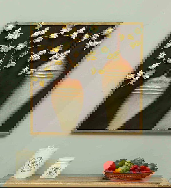 Handcrafted Metal Flower Pot Frame Wall Art - ArtyCraftz.com