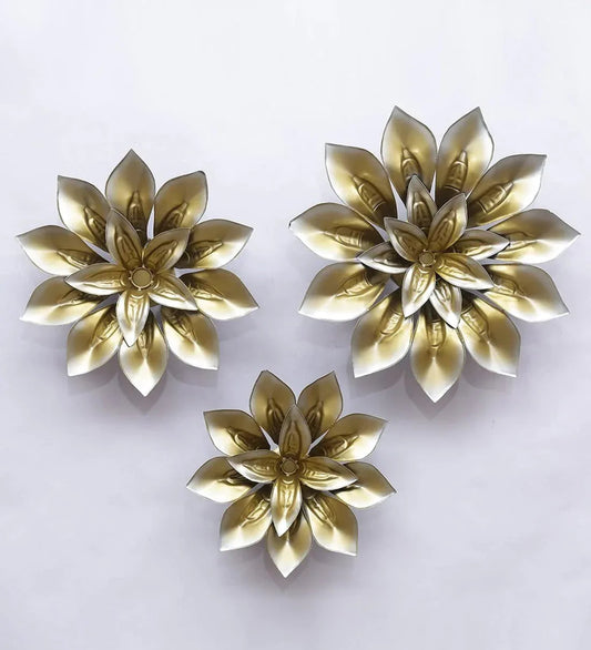 Handcrafted Metal Flowers Set for Wall Decor