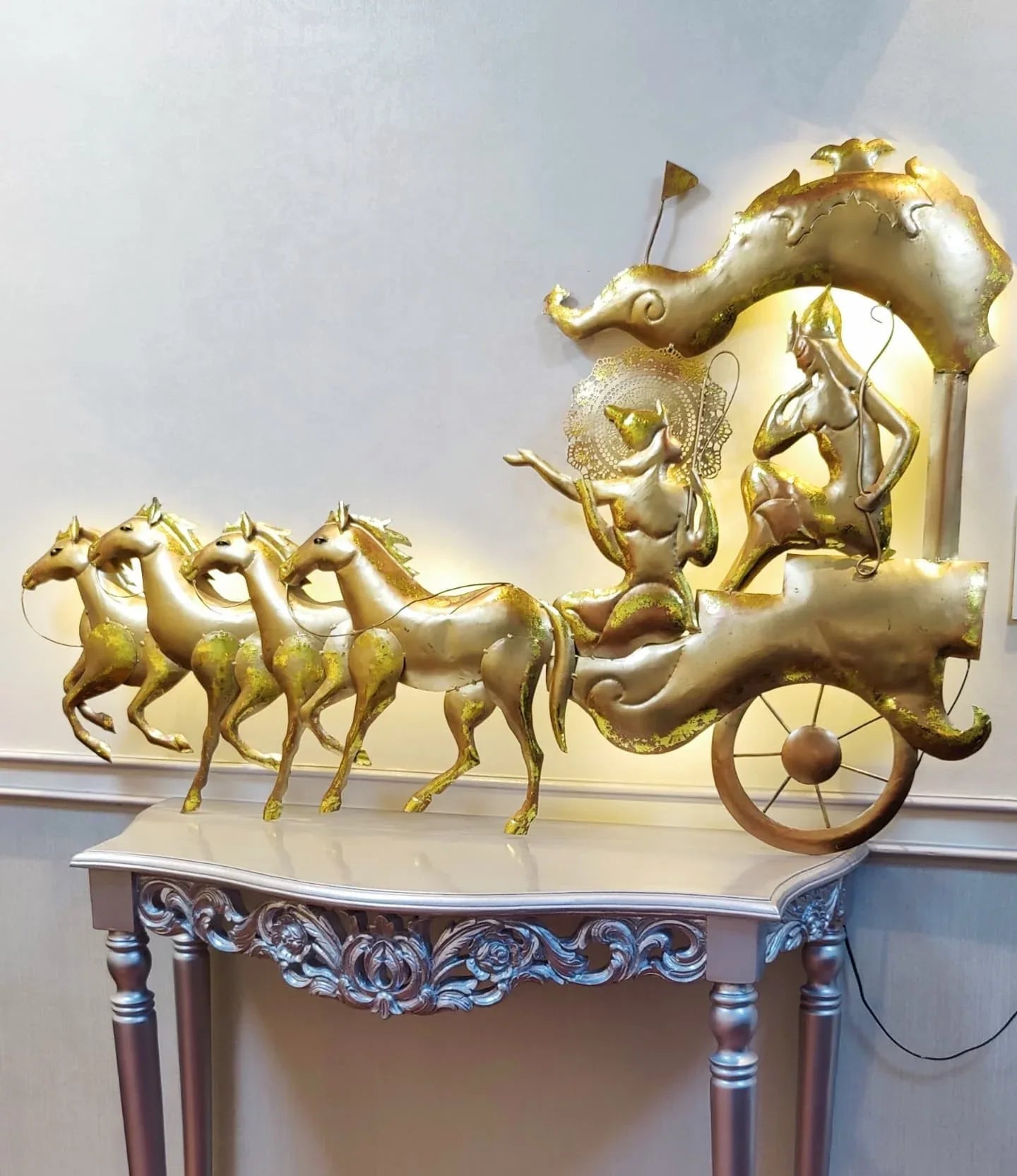 Handcrafted Metal Geetopadesha for Wall Decor