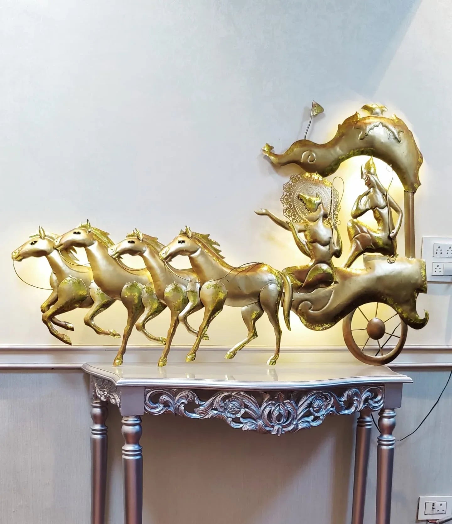 Handcrafted Metal Geetopadesha for Wall Decor