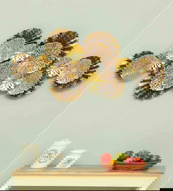 Handcrafted Metal Golden Circles Wall Art - ArtyCraftz.com