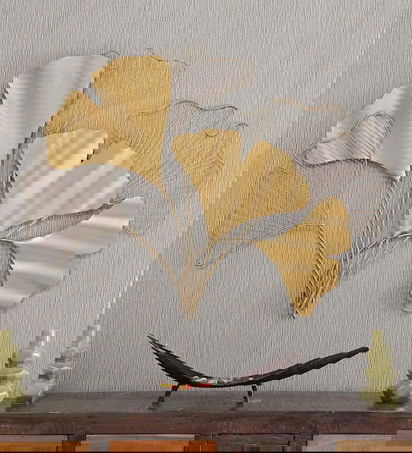 Handcrafted Metal Golden Leaf Wall Art - ArtyCraftz.com