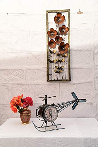 Handcrafted Metal Helicopter Clock Wall Decor