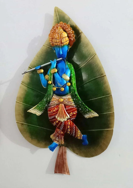 Krishna Peepal Leaf Iron Wall Art - ArtyCraftz.com