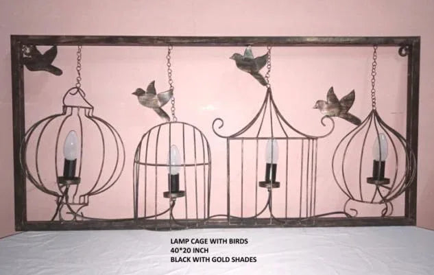 Handcrafted Metal Lamp Cage Birds Lid Wall Decor - ArtyCraftz.com