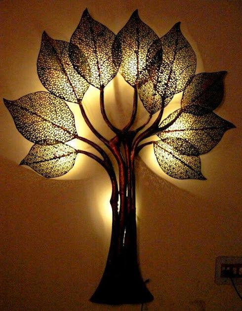 Handcrafted Metal Leaf Led Wall Art - ArtyCraftz.com