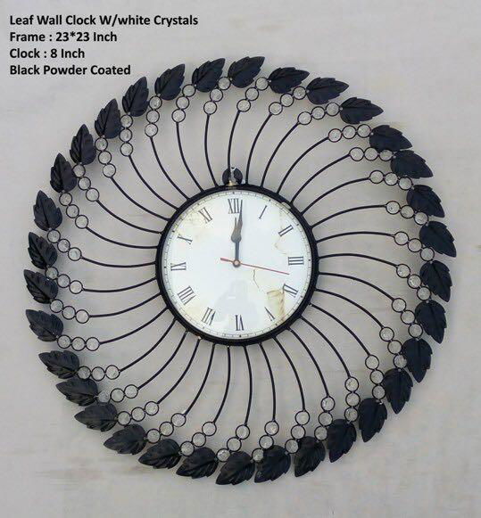 Handcrafted Metal Leaf Wall Clock for Wall Decor 23*33 Inches - ArtyCraftz.com