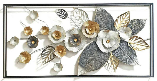 Handcrafted Metal Leaves Flower Frame Wall Decor - ArtyCraftz