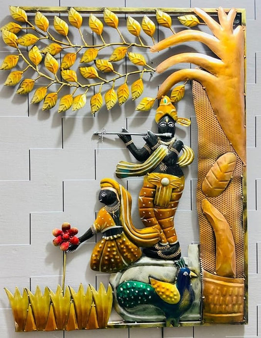 Handcrafted Metal Lord Krishna Radha Wall Decor
