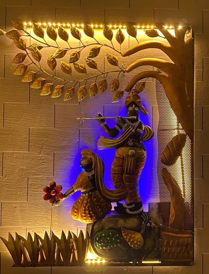 Handcrafted Metal Lord Krishna Radha Wall Decor