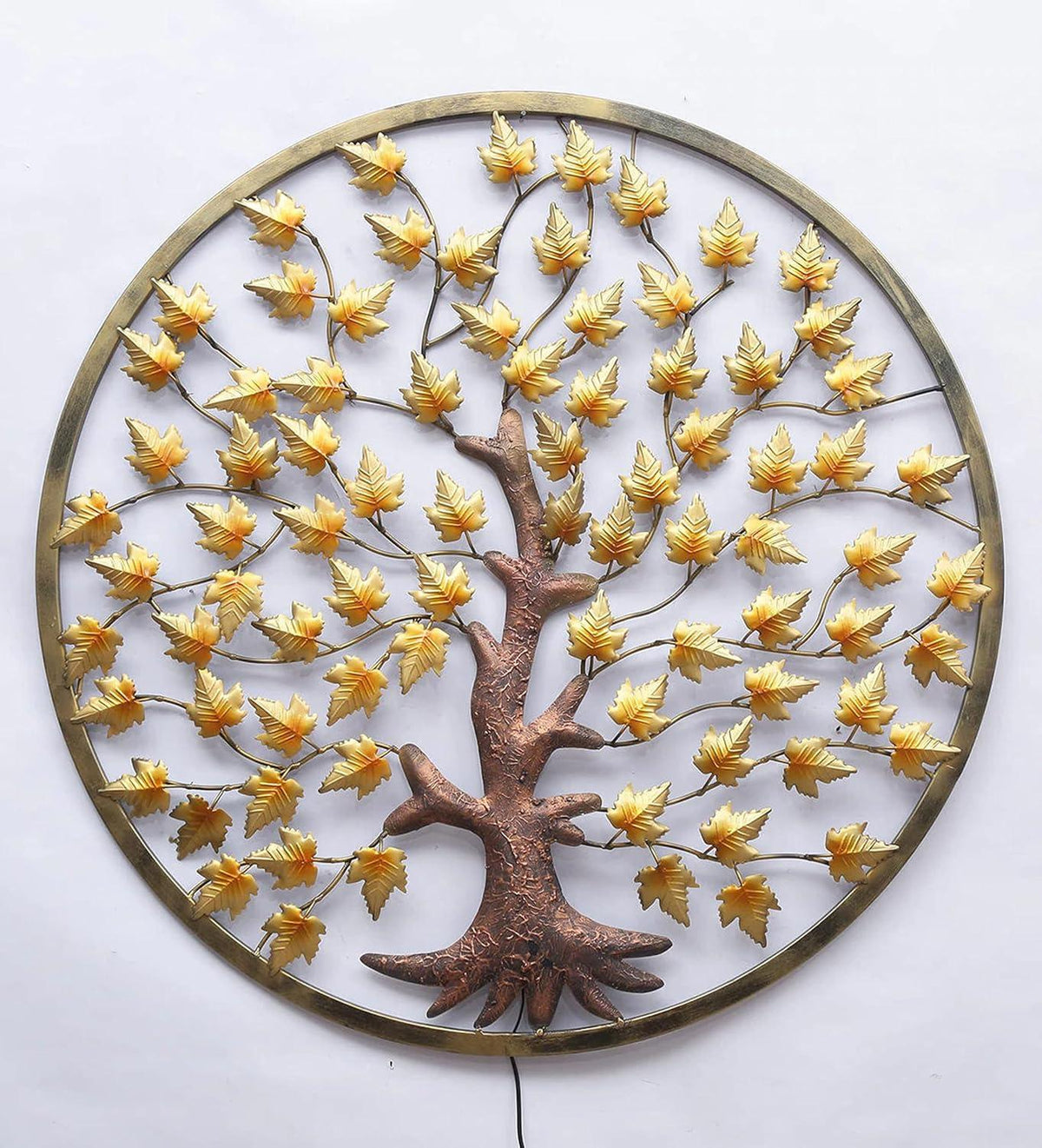 Handcrafted Metal Maple Tree Ring Led Wall Art