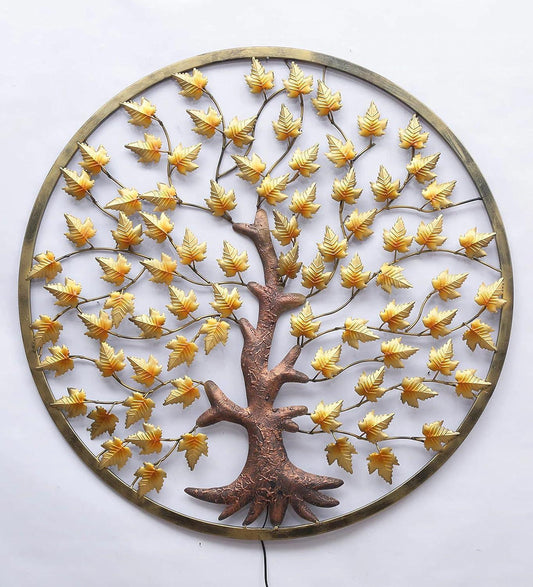 Handcrafted Metal Maple Tree Ring Led Wall Art
