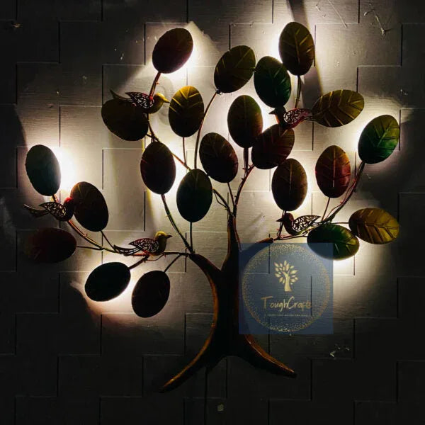 Handcrafted Metal Multi Color Tree Wall Decor