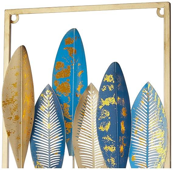 Handcrafted Metal Multicolor Decorative Leaf Wall Art