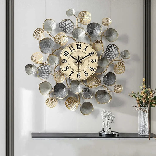 Handcrafted Metal Petals Wall Clock Decor