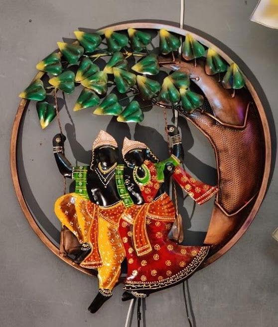 Handcrafted Metal Radha Krishna Led Wall Hanging 24*22 Inches - ArtyCraftz.com