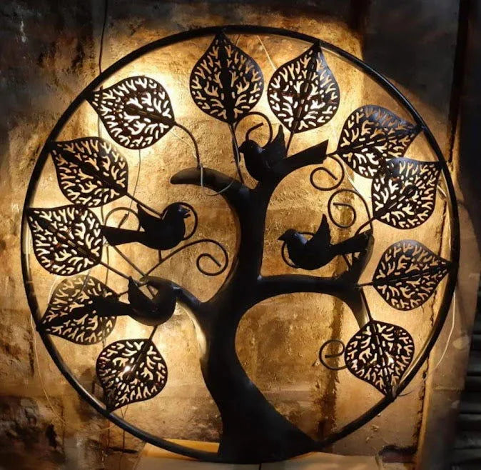 Handcrafted Metal Ring Mini Tree Wall Art - ArtyCraftz.com