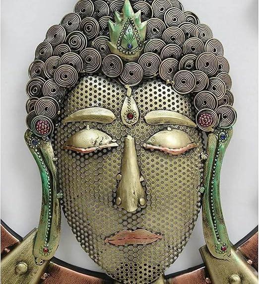 Handcrafted Metal Round Buddha Frame Wall Decor