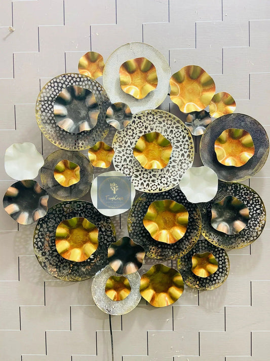 Luxury Gold & Black Circular Metal Wall Art-ArtyCraft.com