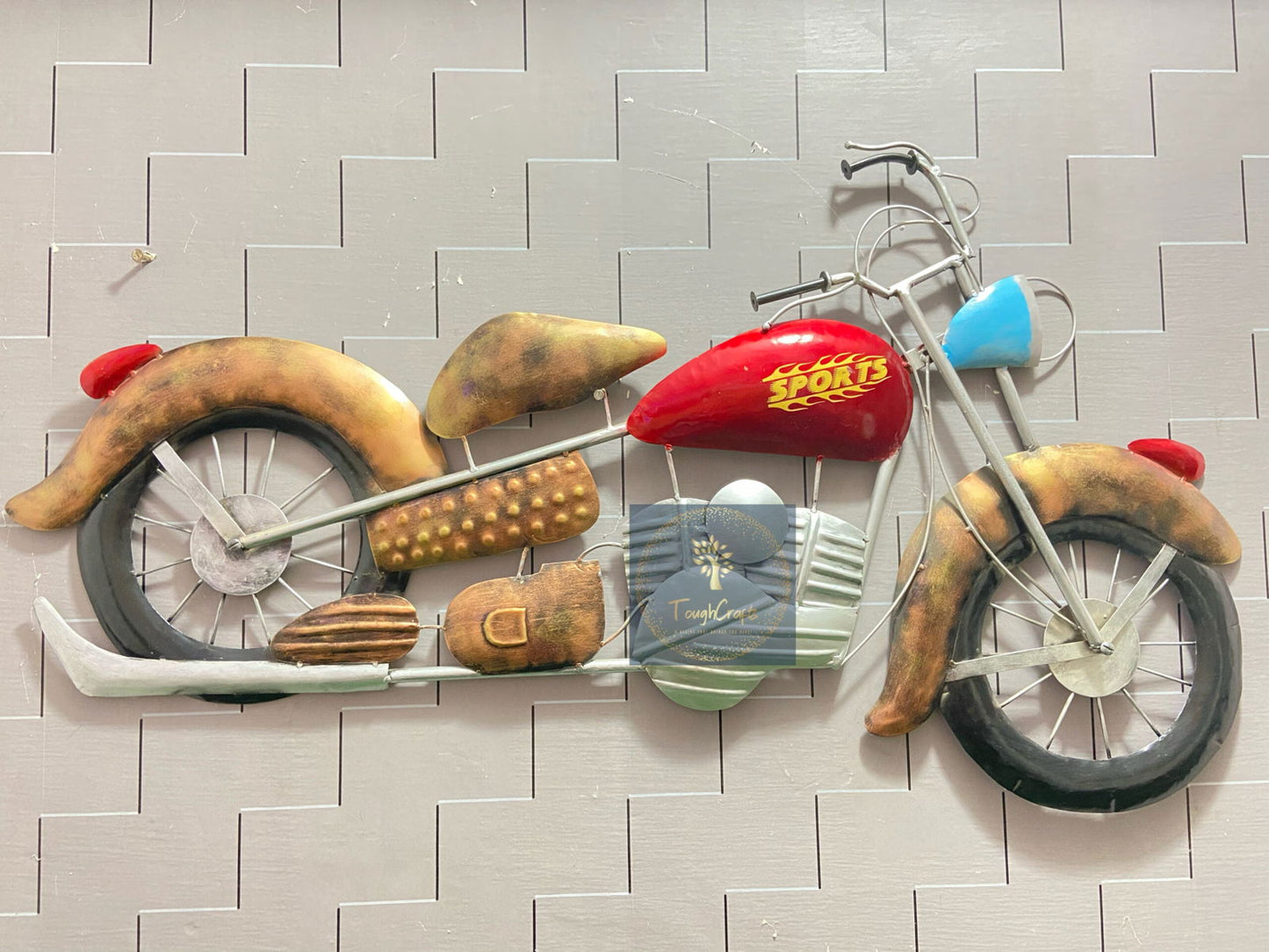 Handcrafted Metal Sports Bike Wall Decor - ArtyCraftz.com