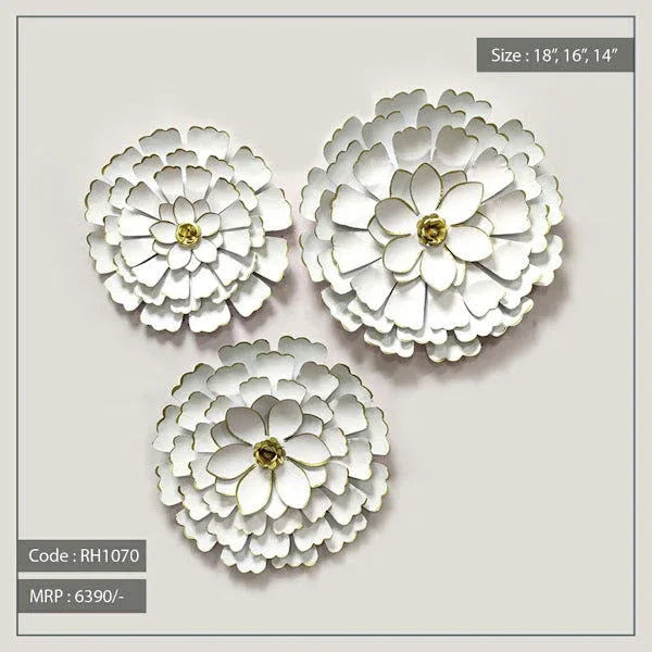 Elegant White Flower Wall Decor Set for Stylish Interiors-ArtyCraftz.com