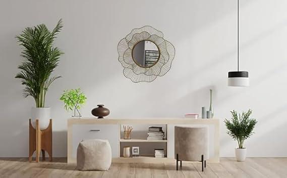 Handcrafted Metal Sunflower Wall Mirror for Living Room, Dining Hall, Bedroom 30 Inches