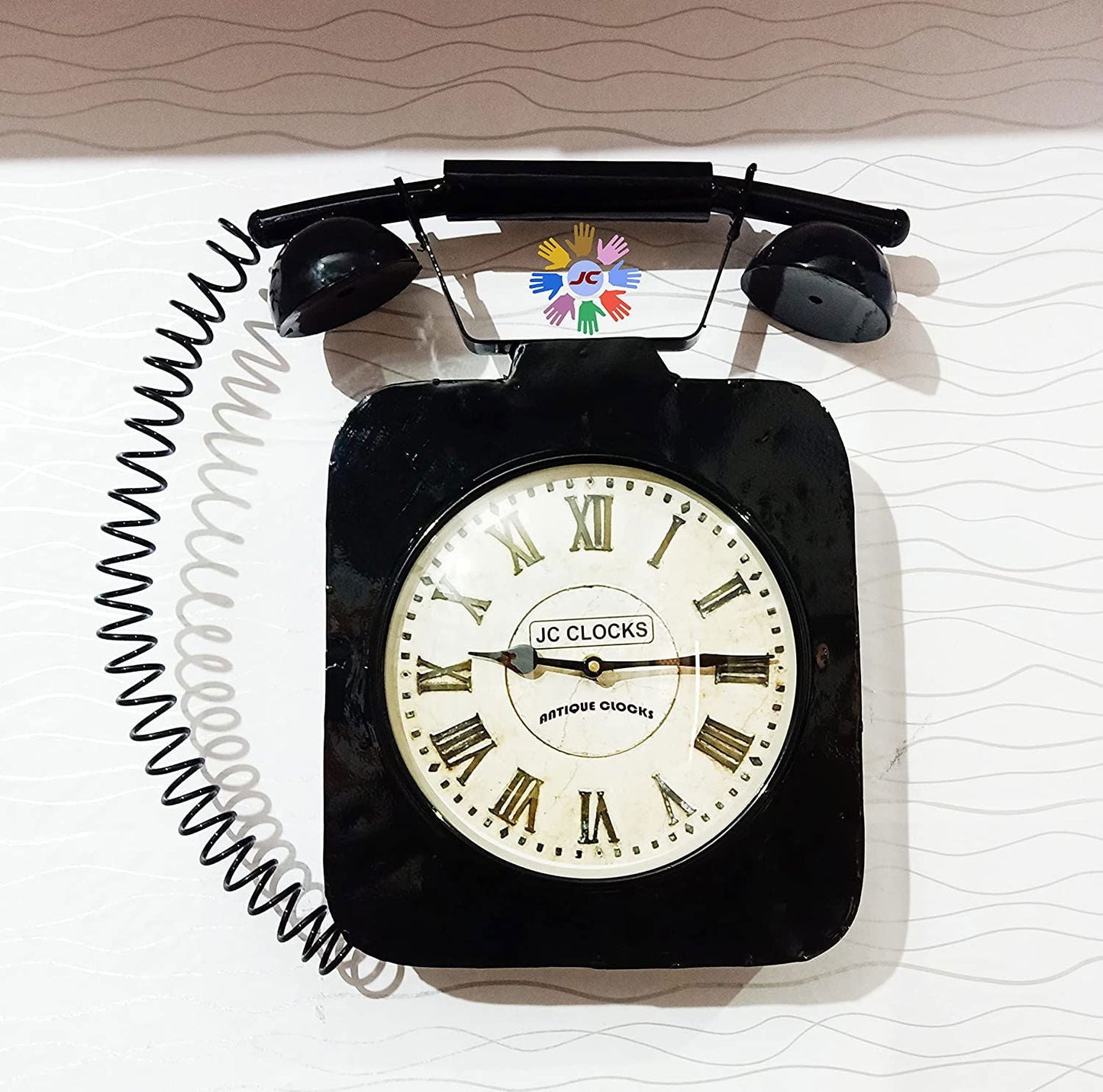 Handcrafted Metal Telephone Model Clock for Wall Decor - ArtyCraftz.com