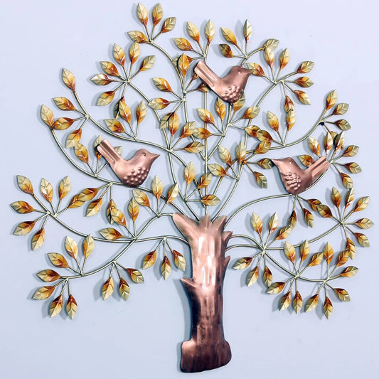 Handcrafted Metal Tree Birds with Led for Wall Decor