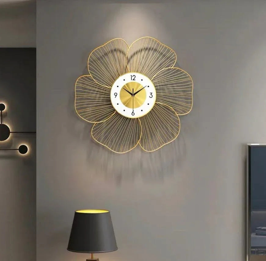 Handcrafted Metal Wall Clock For Living study Hall Dining and Bedroom Gold Color - ArtyCraftz.com