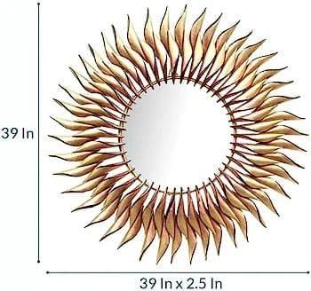 Extra Large Golden Sunburst Iron Mirror-ArtyCraftz.com