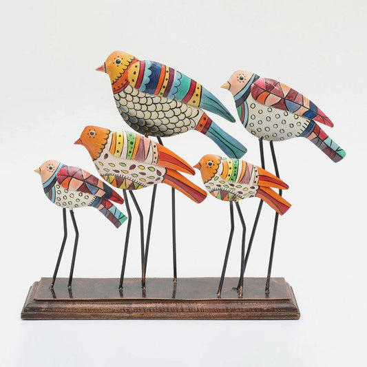Handcrafted Metal & Wood Oni Bird Cluster Table Decor (48 x 41 cm) - ArtyCraftz.com