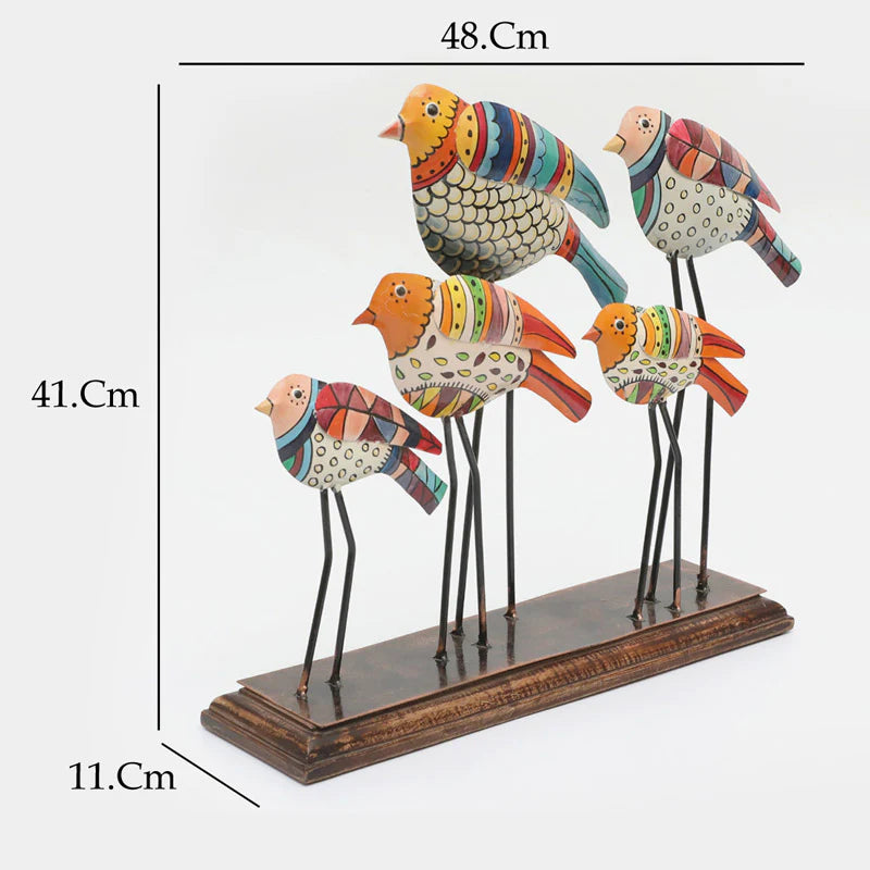 Handcrafted Metal & Wood Oni Bird Cluster Table Decor (48 x 41 cm) - ArtyCraftz.com