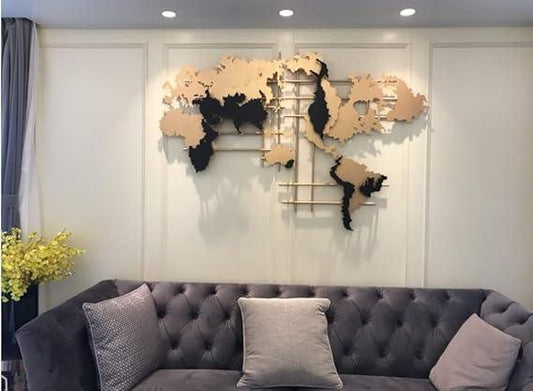 Handcrafted Metal World Map Glitter Wall Art - ArtyCraftz.com