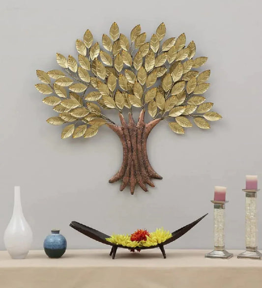 Handcrafted Metal golden Tree Wall Art for Home and Office - ArtyCraftz.com