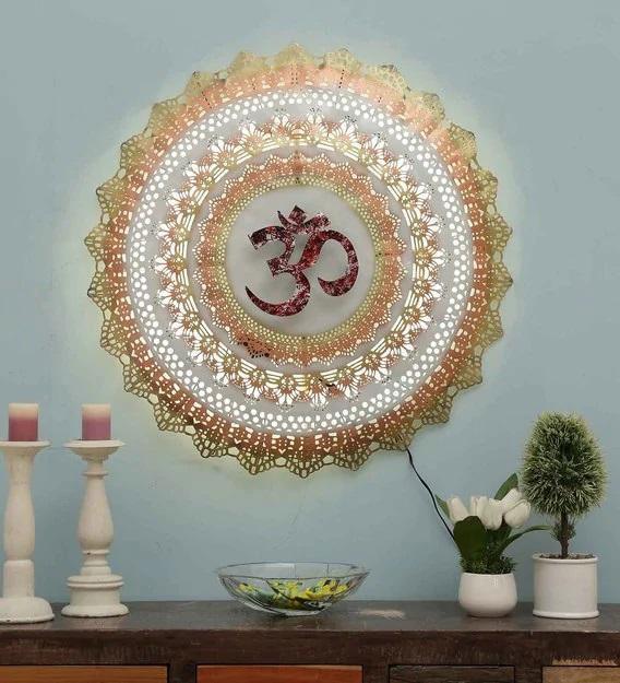 Handcrafted Metal om Circle led Wall Art - ArtyCraftz.com