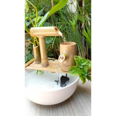 Handcrafted Mini Table Top Bamboo Water Fountain Simple Style