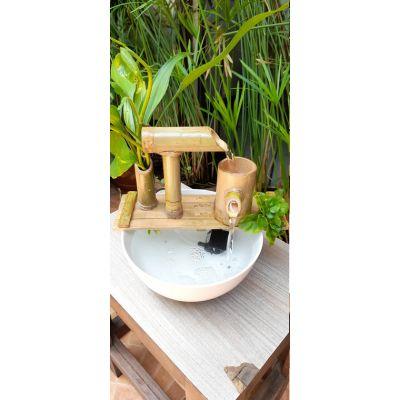 Handcrafted Mini Table Top Bamboo Water Fountain Simple Style