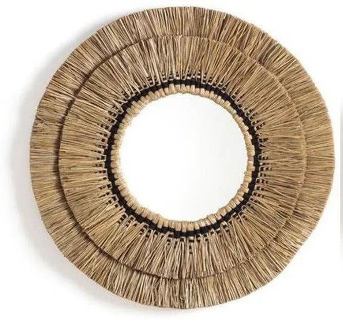 Handcrafted Moonj Grass Boho Wall Mirror-ArtyCraftz.com