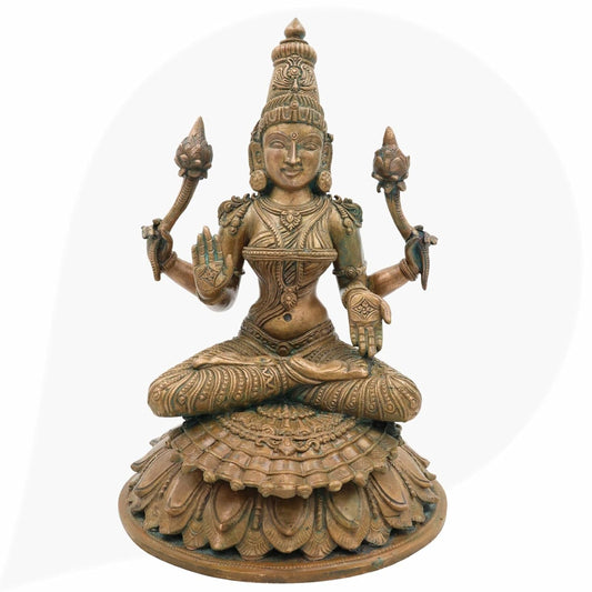 Handcrafted Panchaloha Statue of Goddess Mahalakshmi-ArtyCraftz.com