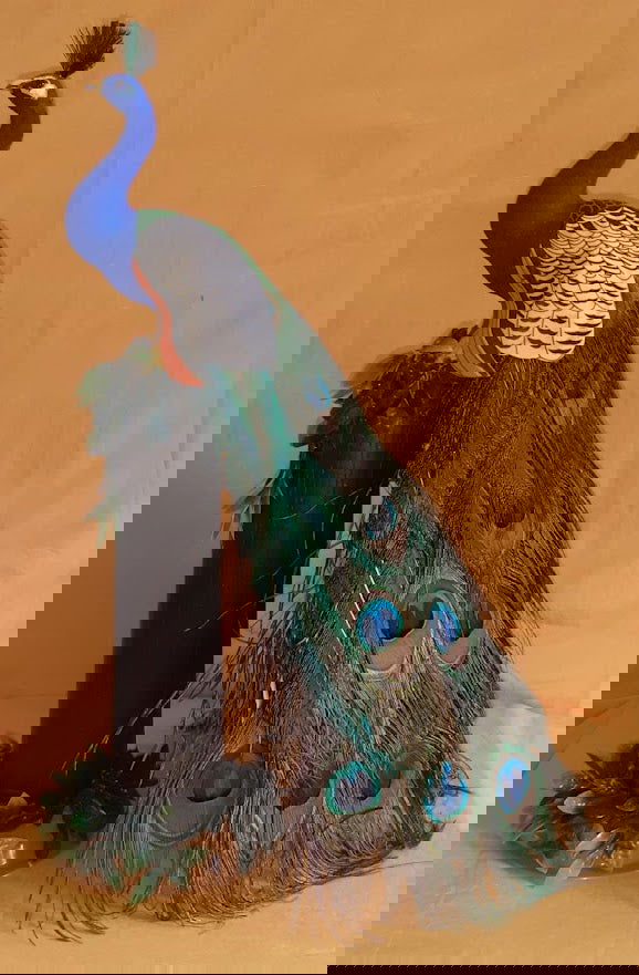 Handcrafted Peacock with Real Feathers Showpiece - ArtyCraftz.com