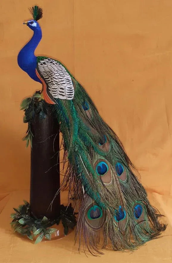 Handcrafted Peacock with Real Feathers Showpiece - ArtyCraftz.com